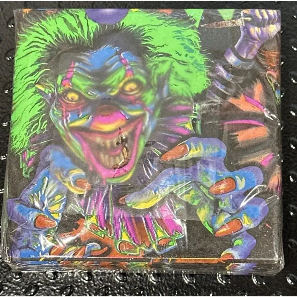 200 Count Creepy Carnival Clown Blacklight Reactive Halloween Beverage Napkins